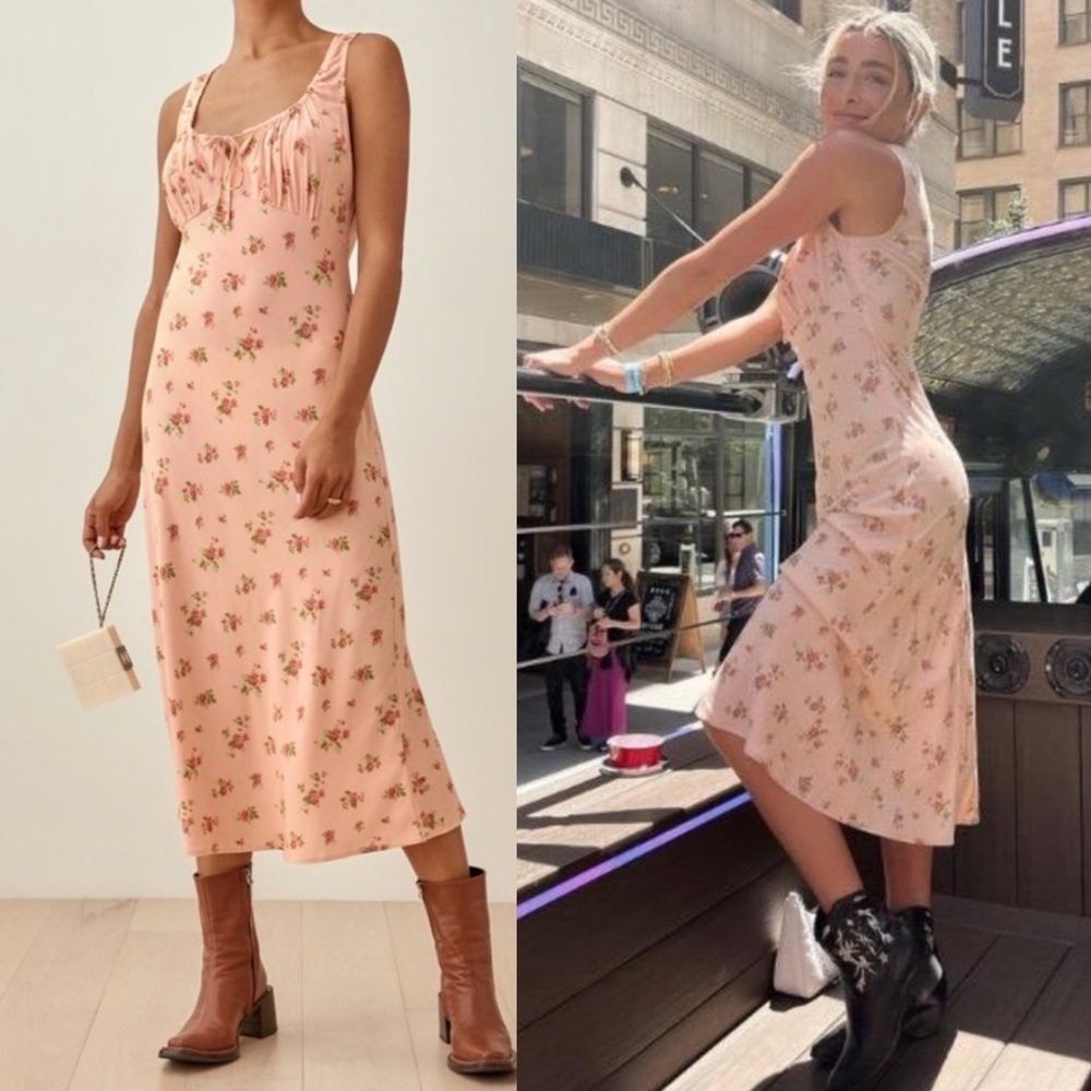 Reformation Lauryl Floral Dress in Moira Pink